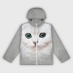 Ветровка с капюшоном женская Белый котик, цвет: 3D-белый