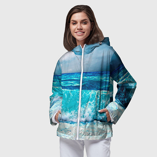 Женская ветровка Волны / 3D-Белый – фото 3
