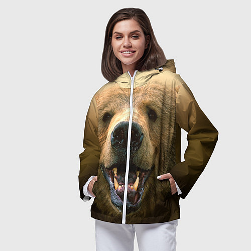 Женская ветровка Взгляд медведя / 3D-Белый – фото 3