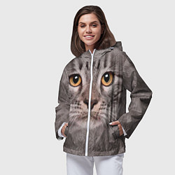 Ветровка с капюшоном женская Котик, цвет: 3D-белый — фото 2