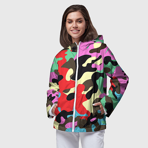 Женская ветровка Яркий камуфляж / 3D-Белый – фото 3