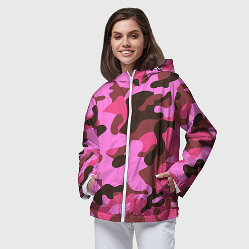 Женская ветровка Камуфляж: розовый/коричневый / 3D-Белый – фото 3