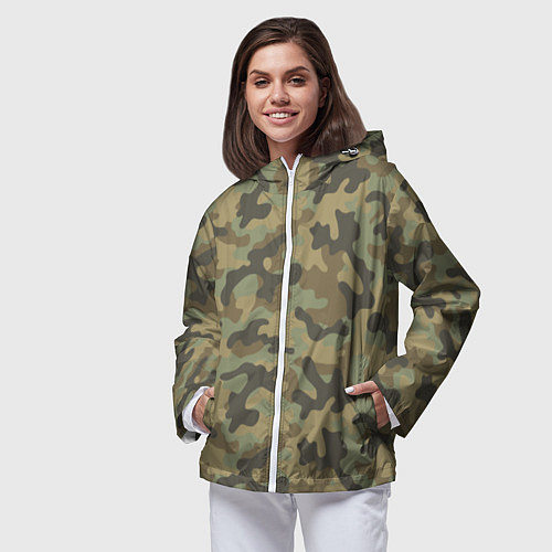 Женская ветровка Камуфляж: хаки / 3D-Белый – фото 3