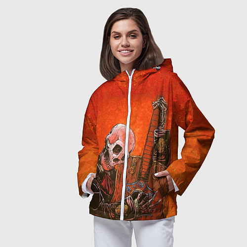 Женская ветровка Скелет с гитарой / 3D-Белый – фото 3