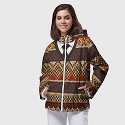 Ветровка с капюшоном женская Зимний узор с галстуком, цвет: 3D-белый — фото 2