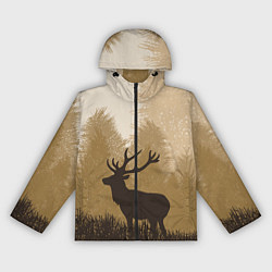 Ветровка с капюшоном женская Олень на охоте, цвет: 3D-черный