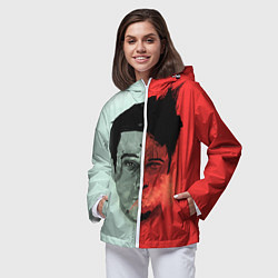 Ветровка с капюшоном женская Norton: White & Red, цвет: 3D-белый — фото 2