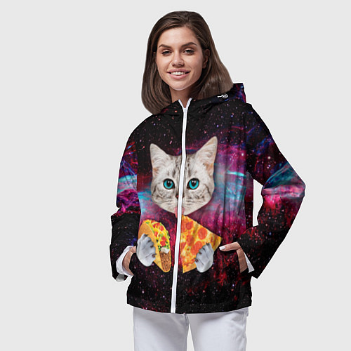 Женская ветровка Кот с едой / 3D-Белый – фото 3